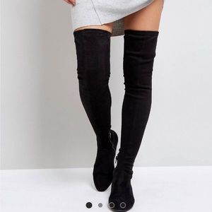 ASOS KASBA Flat Over the Knee Black Boots